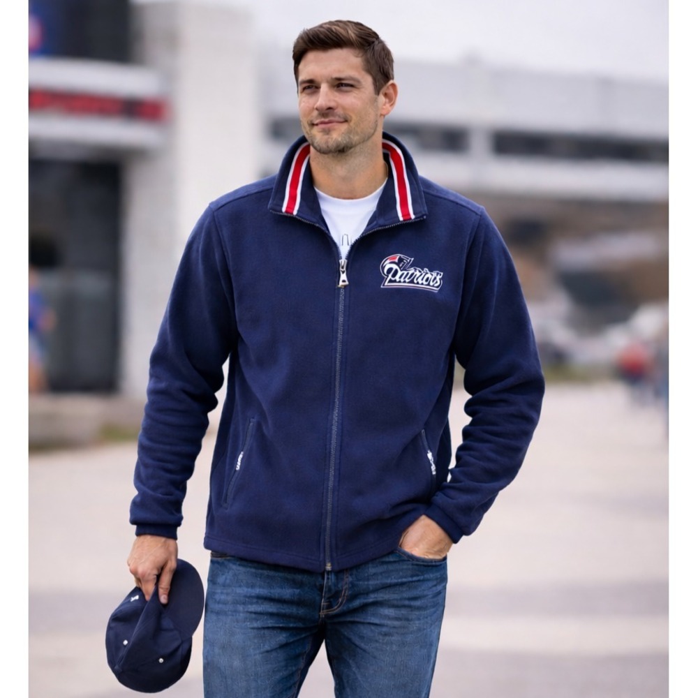 VTG 90s NFL New England Patriots Mens Fleece Jacket Sz L Streetwear Sports Core
